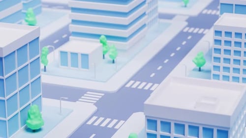 Minimalist 3D City Map Animation with Location Pins