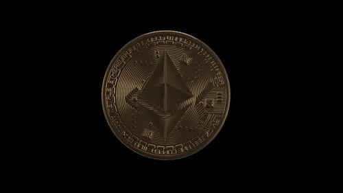 3D Golden Ethereum Cryptocurrency Coin Rotating Animation