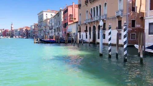 Muticolored Venice Houses Over Water of Grand Canal View From the Water Italy