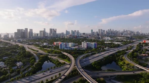 Aerial view of I-95 highway interchange, Florida.