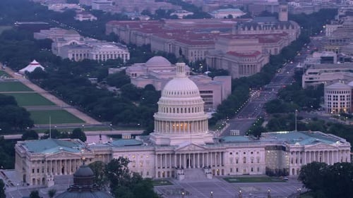 Washington, D.c. Circa-2017, Aerial View of Capitol Building and Pennsylvania Avenue