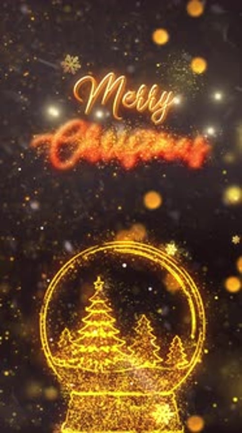 Christmas Snow Globe Merry Christmas Background 2- Vertical Video