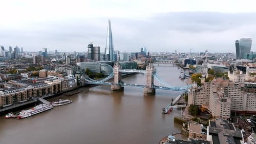 Iconic Tower Bridge Connecting London with Southwark on the Thames River
