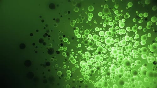 Abstract Glowing Green Bubbles Animated Background