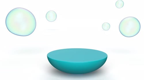 Pompas de jabón 3D con forma de podio geométrico con forma de podio, escenario con forma de bucle