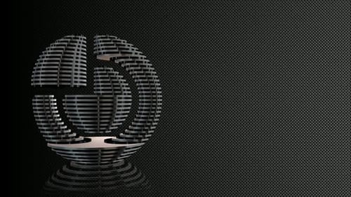 Rotating Sliced 3D Abstract Metallic Microphone Animation