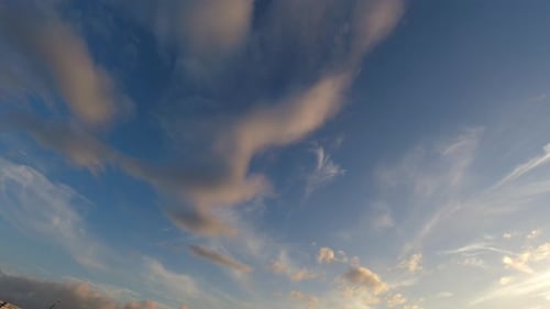 Beautiful Sunset Sun Cirrus Clouds in Colorful Sky Time Lapse