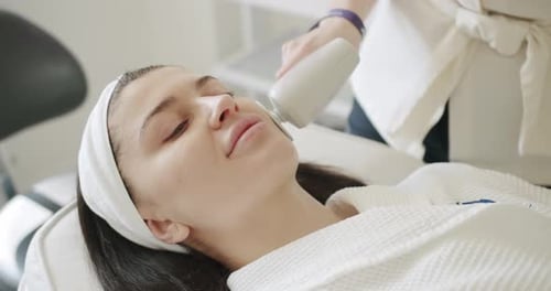 LPG Skin Massage in a Professional Beauty Studio Ultrasound Facial Massage