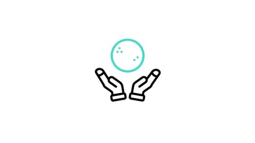 Animated Icon of Hands Holding a Pulsing Circle