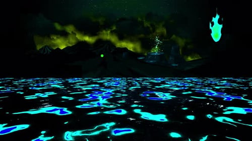 Glowing blue water at night