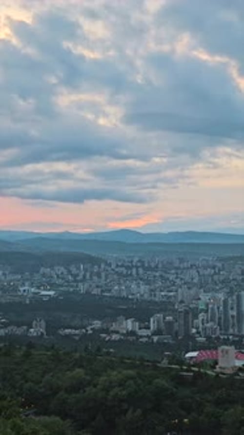 Panoramic View From Mount Mtatsminda To Evening Tbilisi