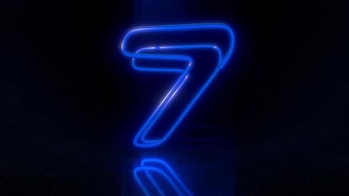 Colorful Neon Digit 7 Loop Animation.