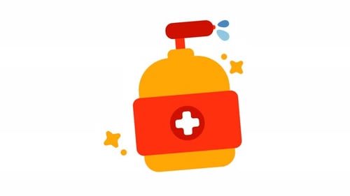 Flasche Händedesinfektionsmittel mit weißem Kreuz