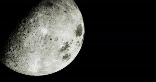 Realistic Rotating Crescent Moon in Space