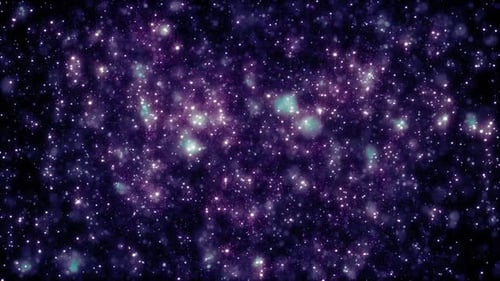 Abstract purple space background with glowing stars and misty clouds creating a dreamy galactic