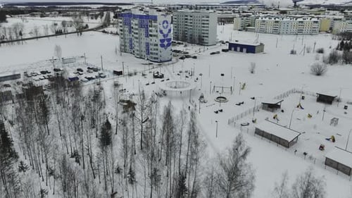 Highrise Buildings in Residential Area on Winter Day