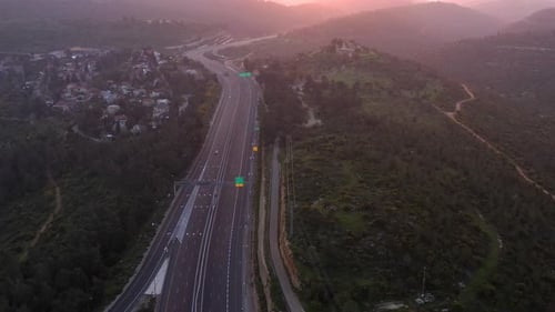 Tel aviv Jerusalem Highway 1 Limited traffic at sunset