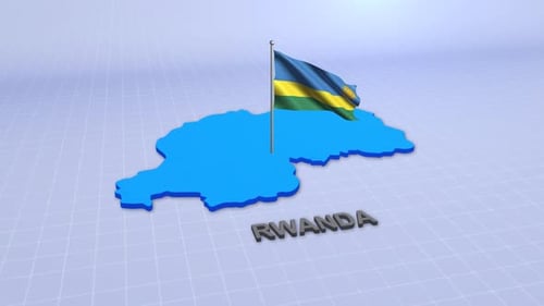 3D Animated Map of Rwanda with National Flag