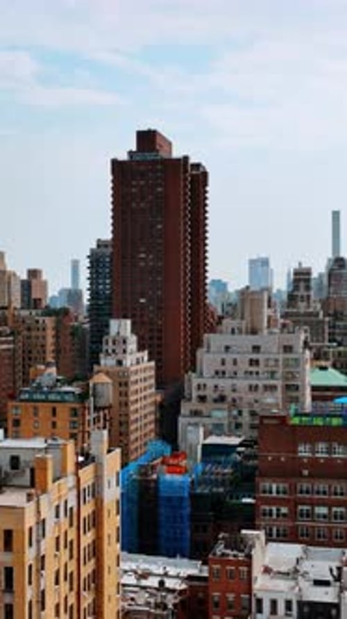 Residential area buildings of diverse size and design.