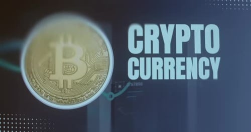 Text Crypto Currency and a Bitcoin Golden Coin