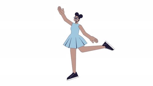 Flat Design Animated Character Waving and Greeting