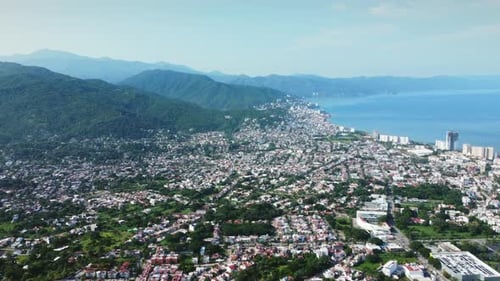 Panoramic View Of Puerto Vallarta Surrounded By Nature, Sea And Mountains