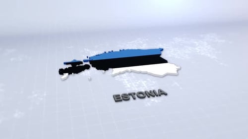 3D Animated Map of Estonia with Flag Colors and Name