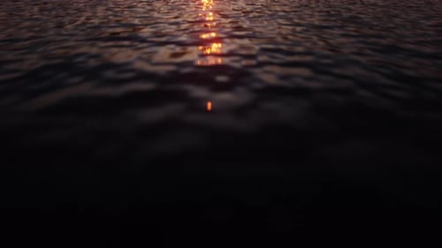 Flying over a ocean in the sunset