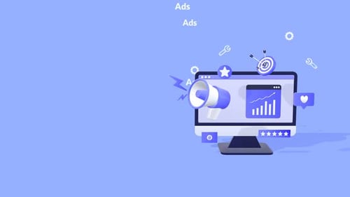 Animated 3D Digital Marketing and Online Advertising Concept