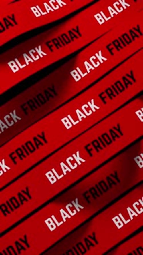 Waving Red Ribbons with Black Friday Text for Retail Sale Promotion and Shopping Advertisement 3D