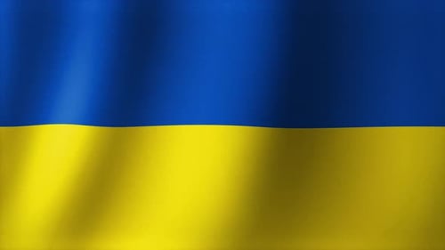 Waving Ukrainian Flag Realistic Loop Background