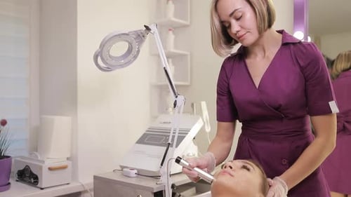 A Professional Beauty Treatment is Being Conducted Within a Serene and Calming Spa Environment