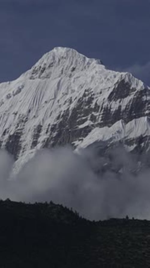 Time Lapse Clouds Moving Around Annapurna Peak in Himalayas