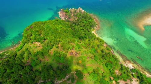 Aerial view over tropical island