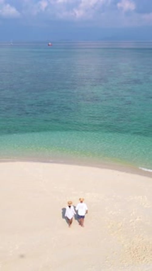 Couple on the Koh Lipe Island Thailand Beach a Tropical Island with a Blue Ocean