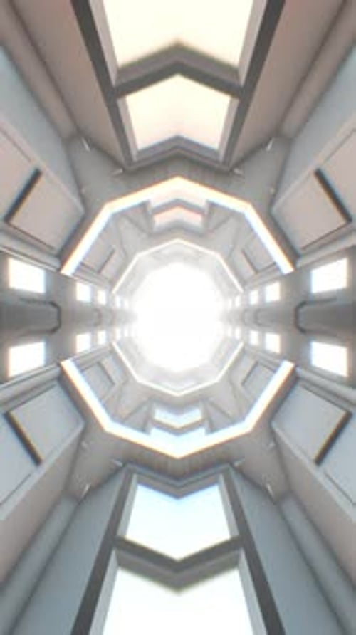 Bright Sci-Fi Geometric Light Tunnel Seamless Loop Background