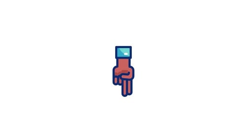Animated Flat Design Hand Icon Pointing Down