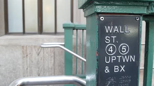New York Subway Sign Wall Street Underground Metro Station Stock Exchange Metropolitan Entrance