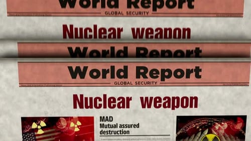 Animated Newspaper Headlines Global Security Nuclear Threat Report