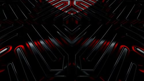 Abstract Futuristic Geometric Pattern with Red Glowing Lines