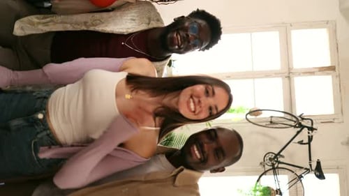 Energetic Friends Waving in an Indoor Environment