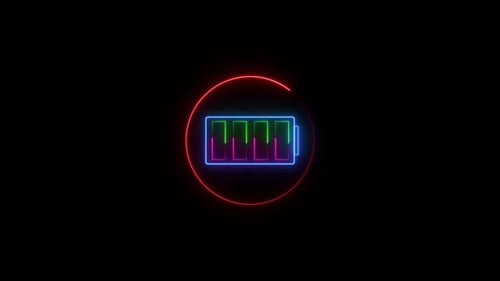 Colorful Neon Battery Charging Progress Bar Animation Loop