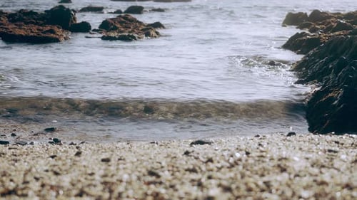 Calm Mediterranean sea waves closeup