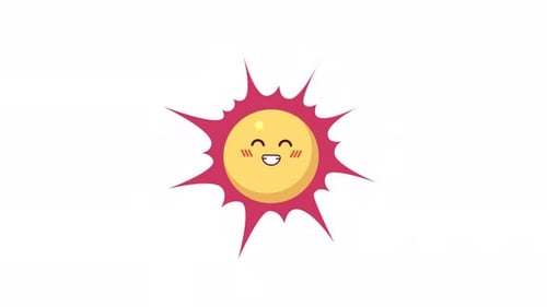 Happy Cartoon Sun Character Pulsing Flat Design Animation