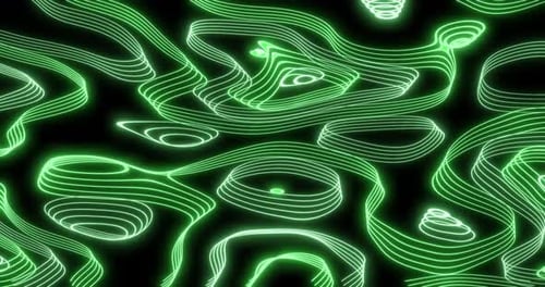Medium Sized Green Layered Lines Form Abstract Looped Background