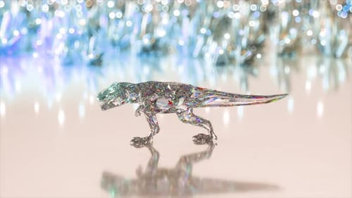 Sparkling Geometric Crystal Dinosaur Walking Animation