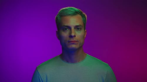 Close Up of Man Talking Looking Surprised