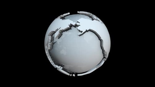 Animated World Map Assembling Globe Reveal