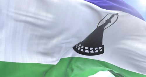 Kamera mit schwenkender und rotierender Flagge von Lesotho 4K