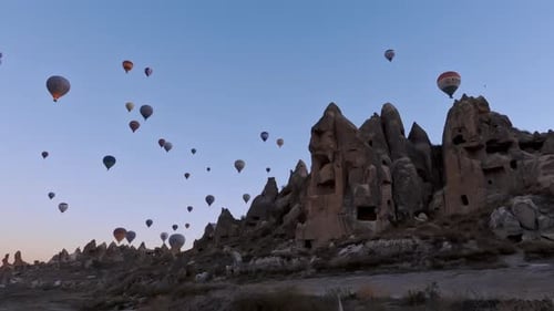 Hot Air Balloons Flying at Cappadocia Sunrise